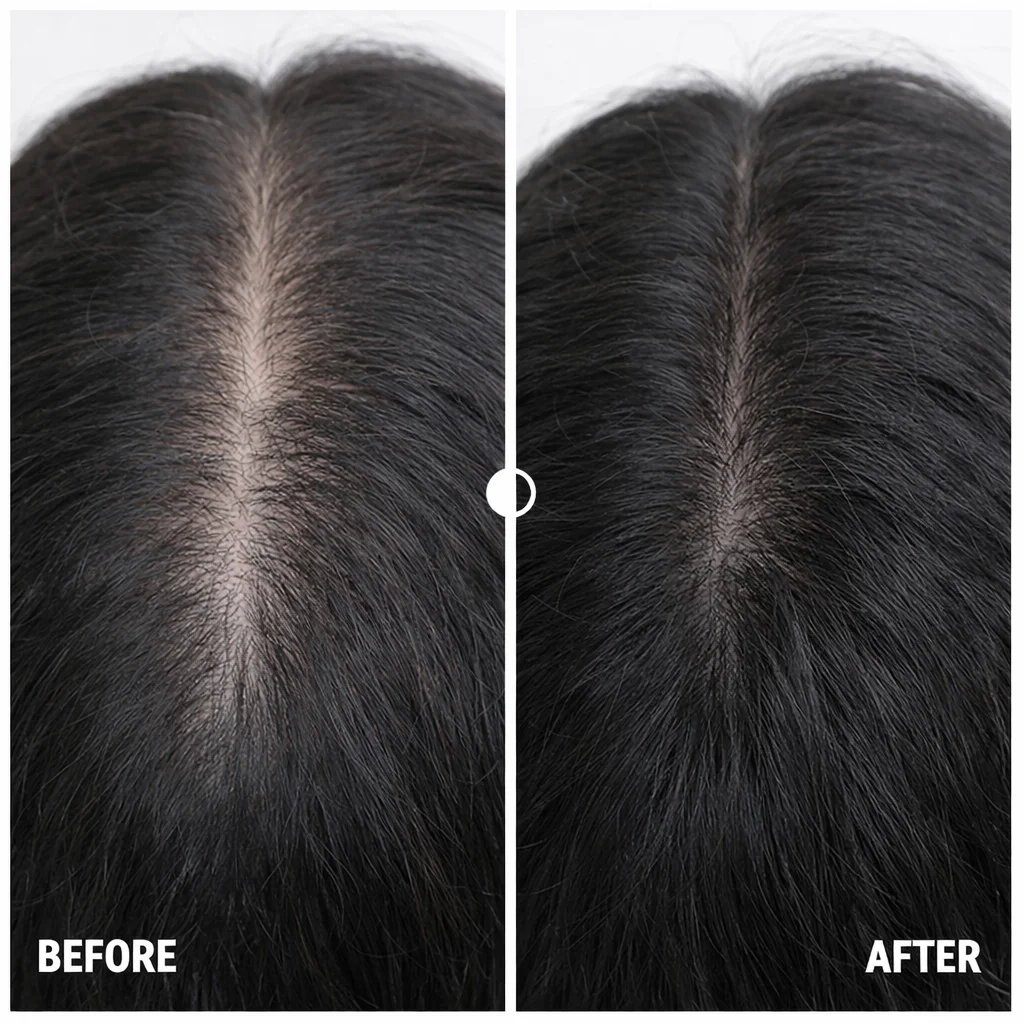 GFC Therapy before and after — Parting line & density