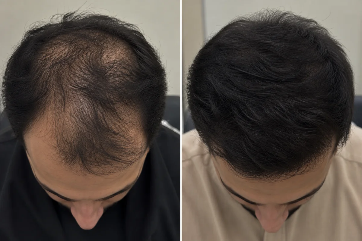 Hair Transplant before and after, Crown density