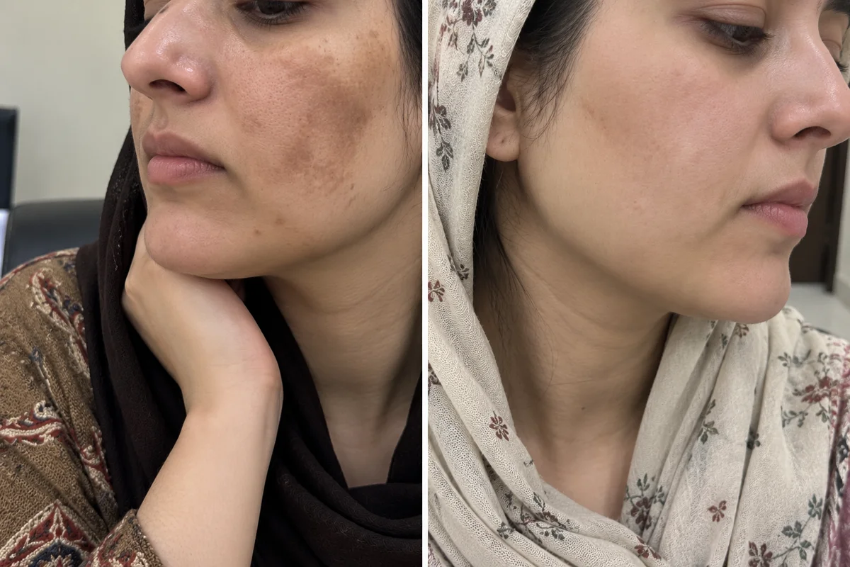 Pigmentation before and after, Melasma & uneven tone